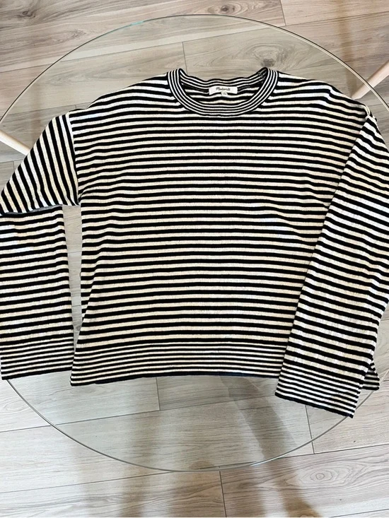 Madewell Black and White Striped Crewneck Sweater - Women - Picture 1 of 1
